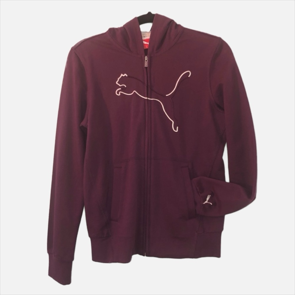 Puma Sportlifestyle Full Zip Hoodie Sweatshirt Puma Cat Branding Across Front